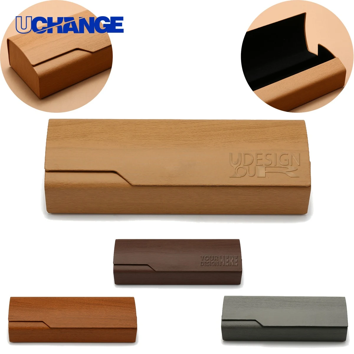 Eyewear Wooden Grain Glasses Case Organizer 1