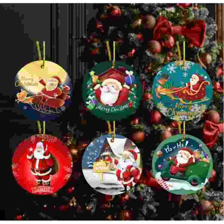 Two-Side Printed Ceramic Christmas Tree Hanging Accessories 1