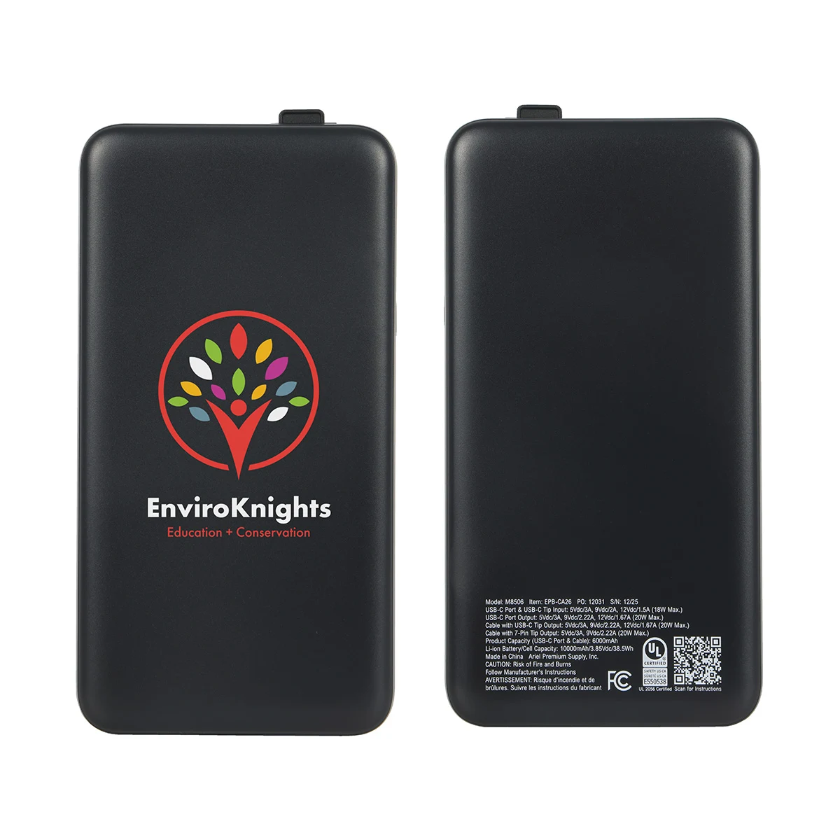 Cavalier 10000mAh 20W PD UL Listed Power Bank with Retractable Charging Cable 1