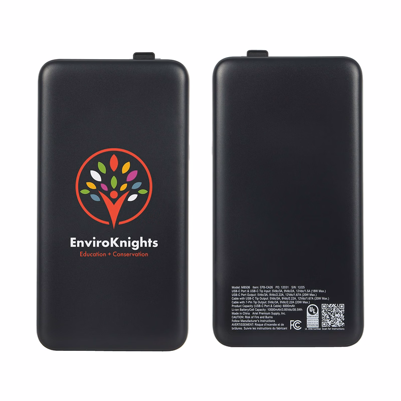 Cavalier 10000mAh 20W PD UL Listed Power Bank with Retractable Charging Cable