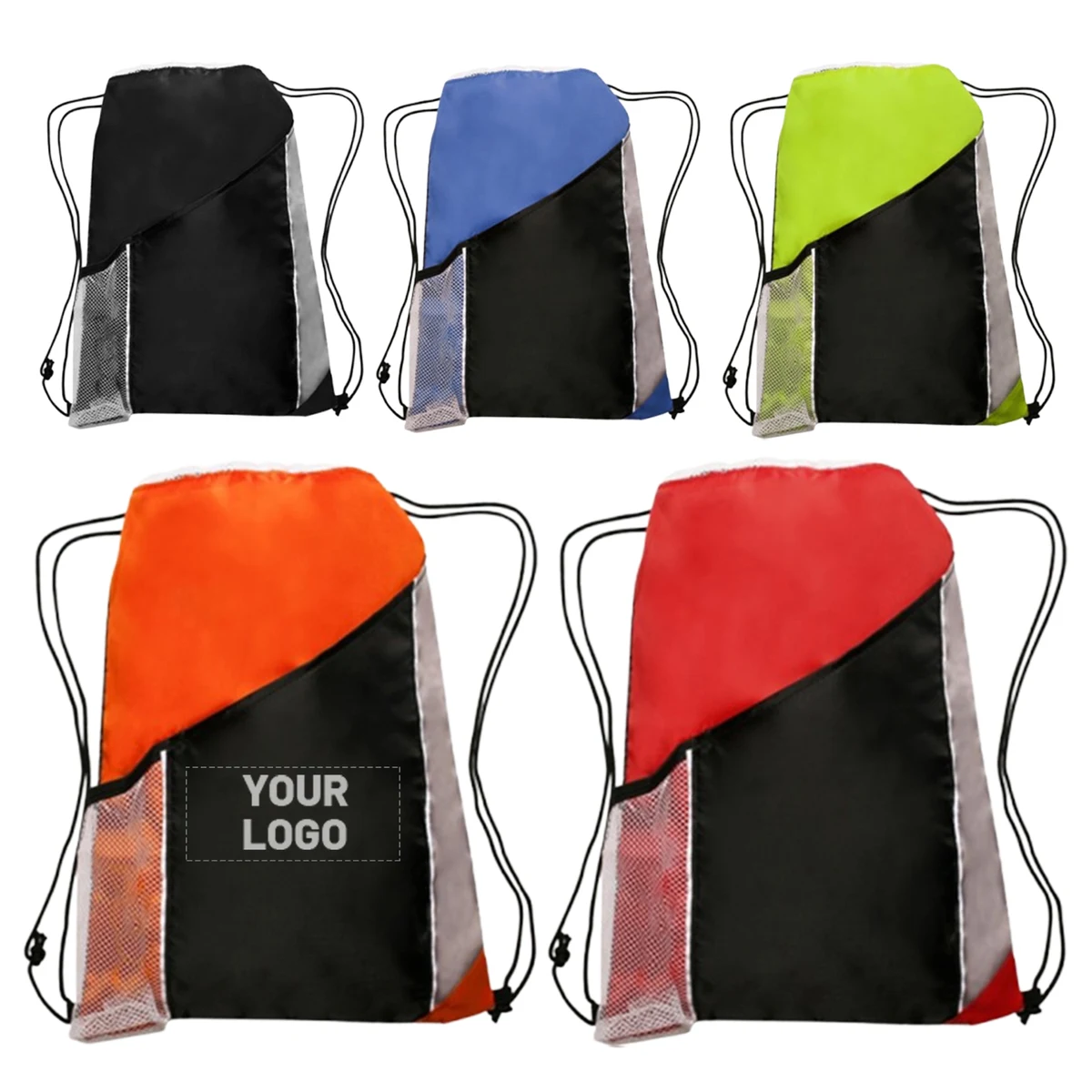 Drawstring Backpack with Side Mesh Pockets 1