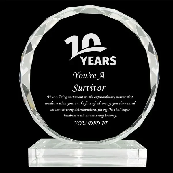 Engraved Crystal Faceted Circle Award 1