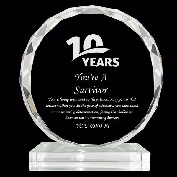 Engraved Crystal Faceted Circle Award