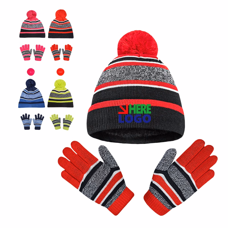 Kids Winter Cashmere Warm Knitted Gloves And Hats