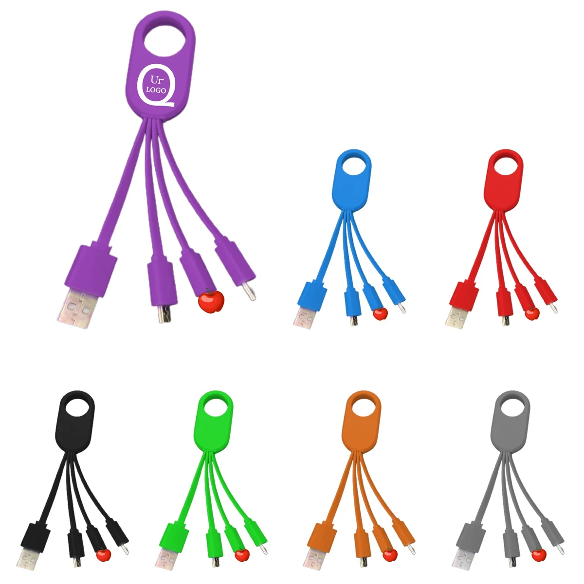5.12 Inch 4 In 1 Charging Cable W/Keychain 1