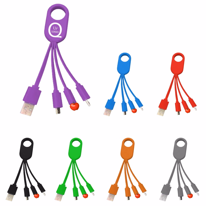 5.12 Inch 4 In 1 Charging Cable W/Keychain