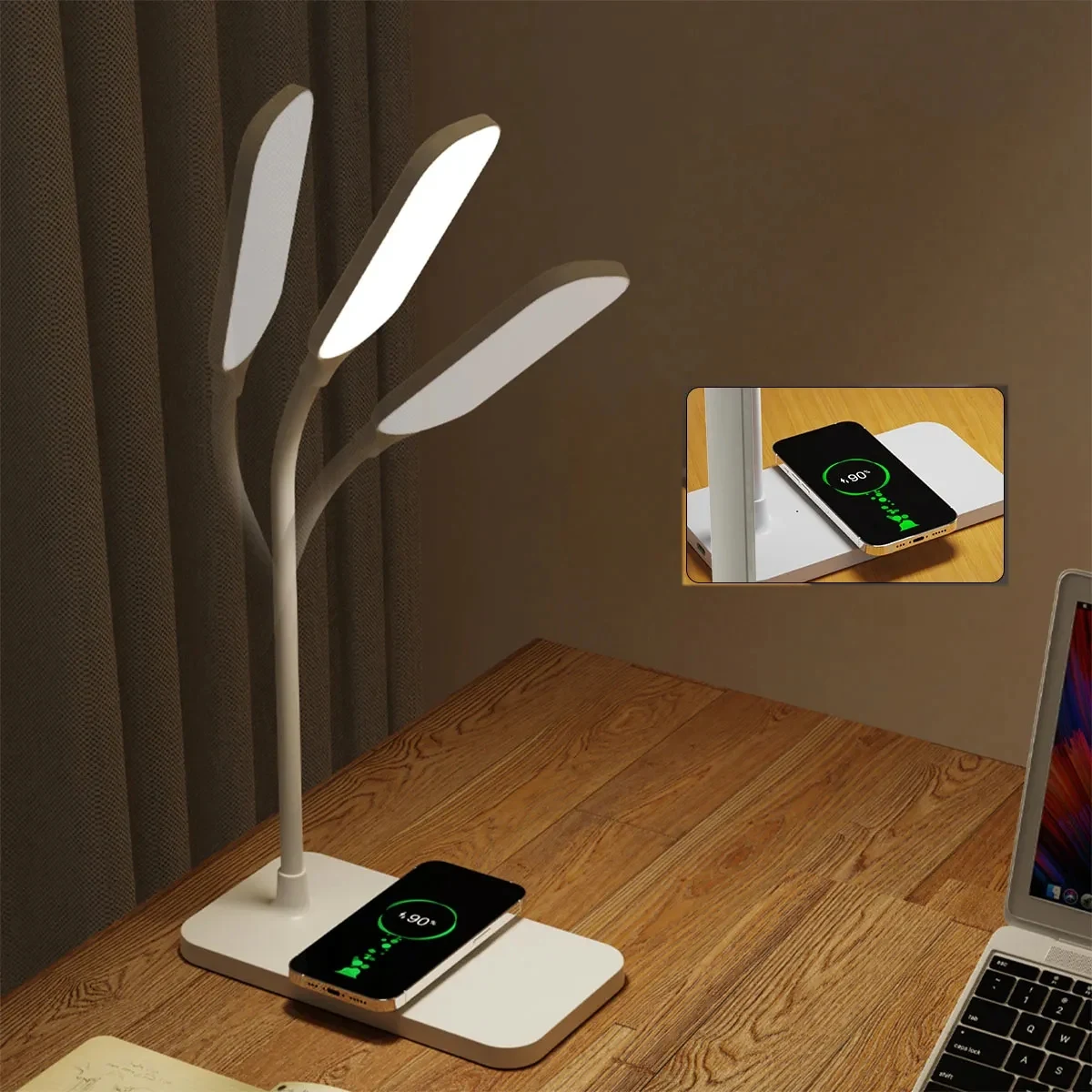LED Eye-caring Table Lamp with Built-in Wireless Charger 1