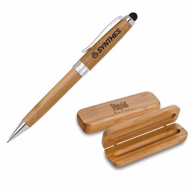 Eco-Friendly Bamboo Stylus Pencil Set (Silver Trim Pencil)