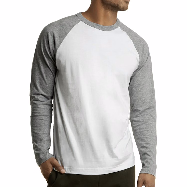 Men's 3/4 Sleeve Baseball T-Shirt - Small Light Gray/White