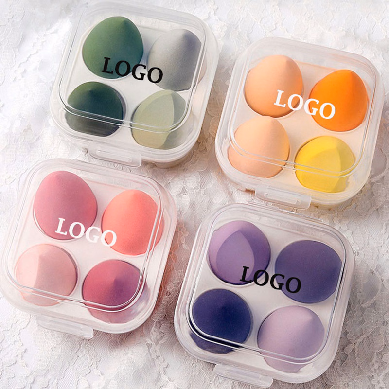 4 Pcs Makeup Sponges Blender Set w/Egg Case