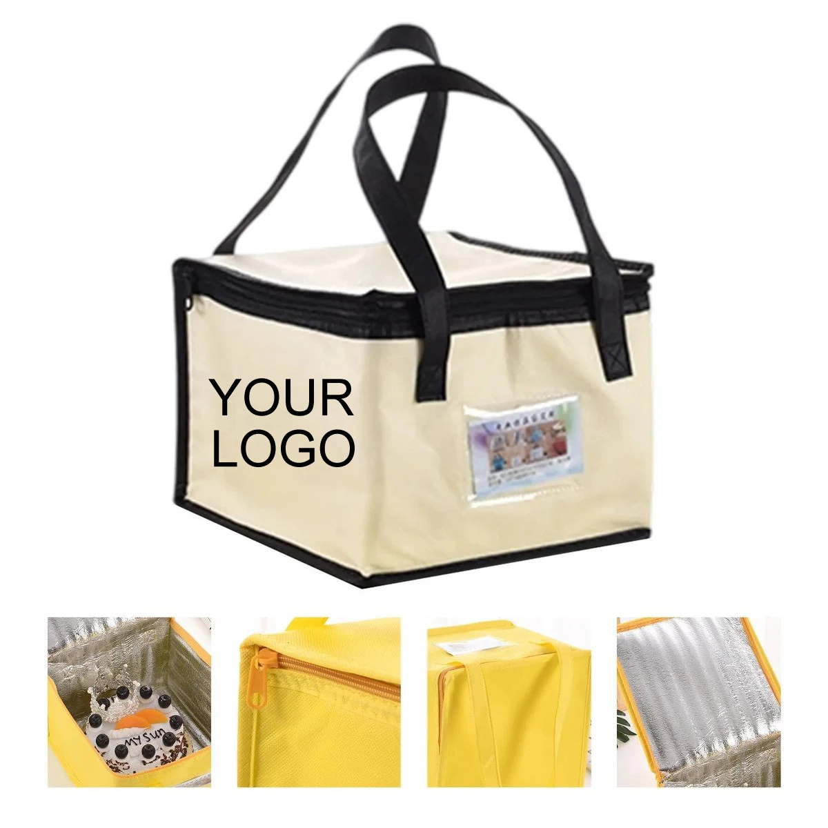 Insulated Lunch Bag 11" x 11" x 7.1" with Zip Closure and Custom Logo 1