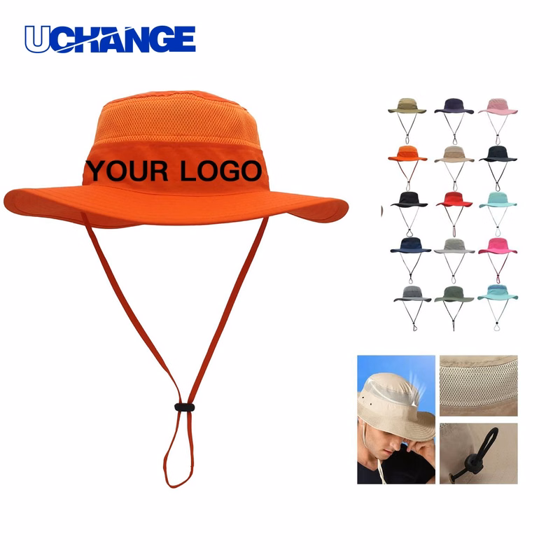 Nylon Bucket Hat Headwear with Wide Brim and Mesh Ventilation for Outdoor Use