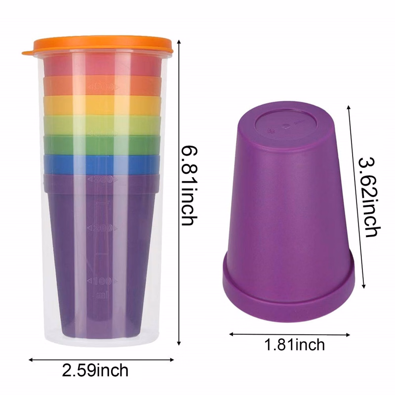 Multipurpose Unbreakable Plastic Cup Set In 7 Rainbow Colors
