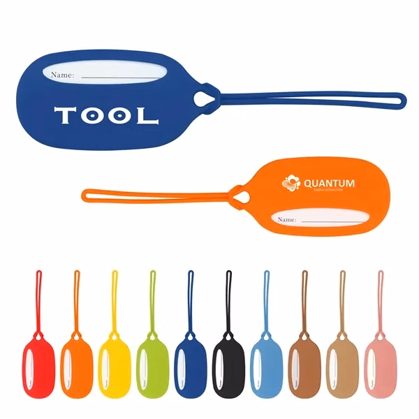 Custom Silicone Luggage Tags with Blank ID Card — Durable Travel Identification