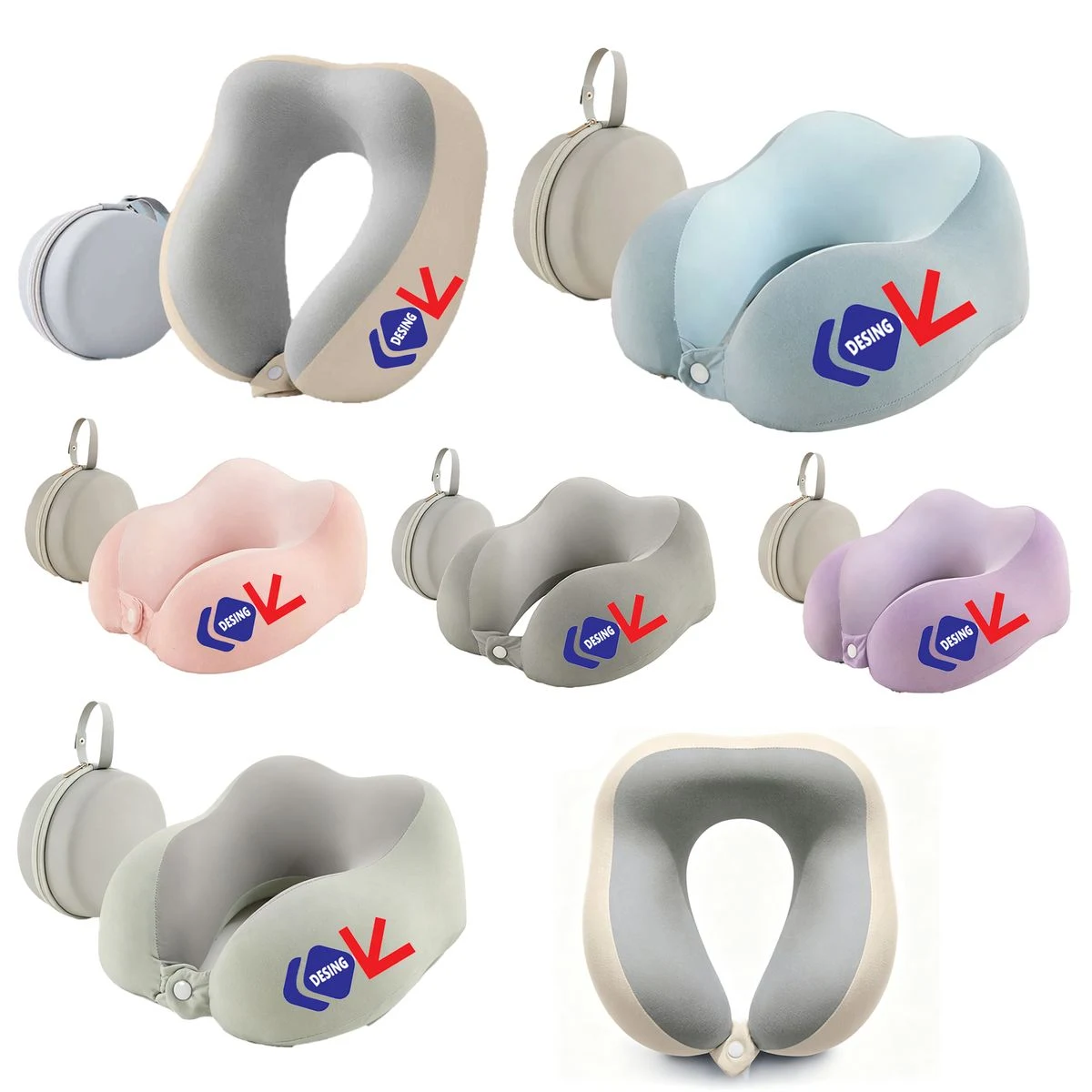 Memory Foam U Neck Pillow With Portable Storage Case 1