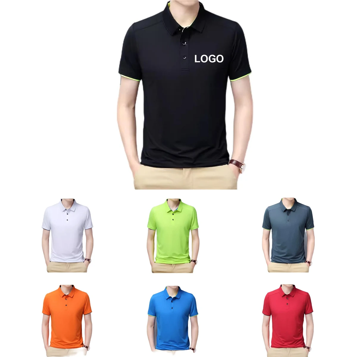 Men's Polo Shirt Moisture Wicking Summer Short Sleeve Tennis Golf Shirts 1