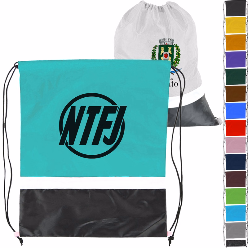 Gym Dual Color Team Bags Three-Tone Drawstring Backpack