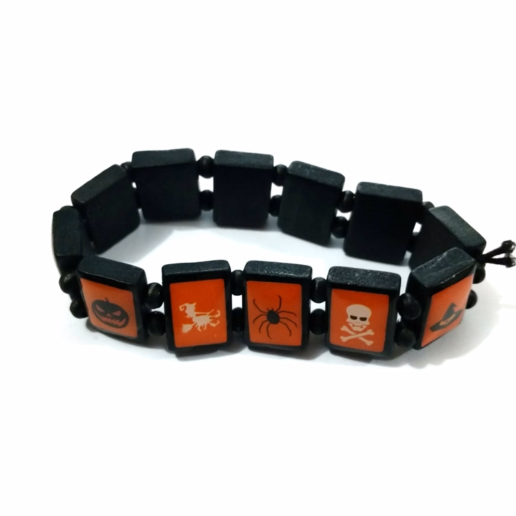 Wood Stretch Bracelet With Beads