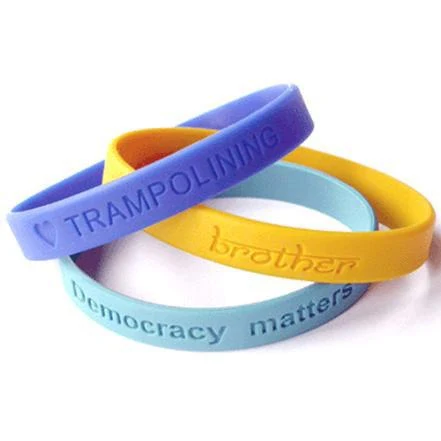1" Debossed Segmented Color Filled Silicone Wristbands 1