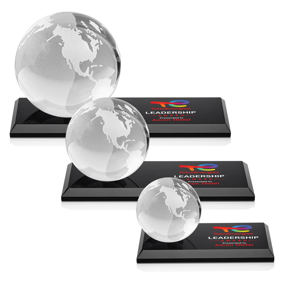 Globe VividPrint™ Award on Rectangle Base - Black 1