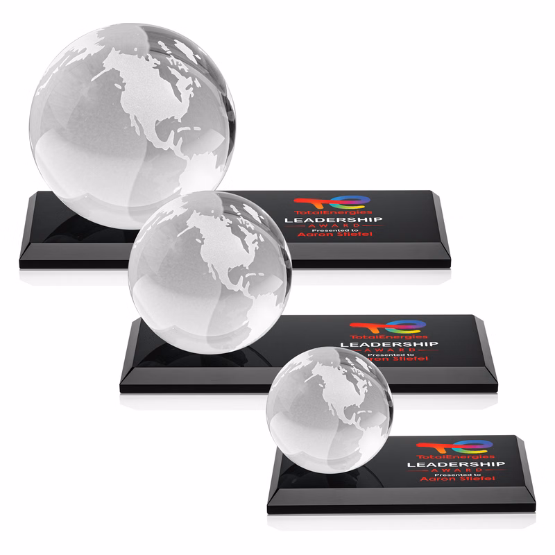 Globe VividPrint™ Award on Rectangle Base - Black