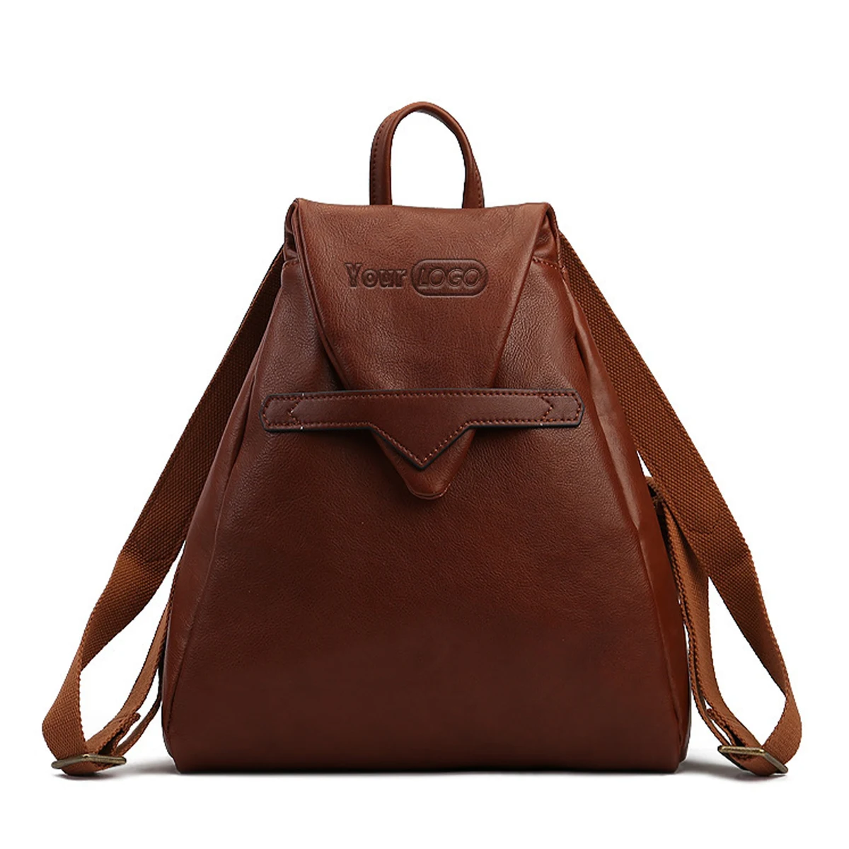 Genuine Leather Solid color commuter backpack 1