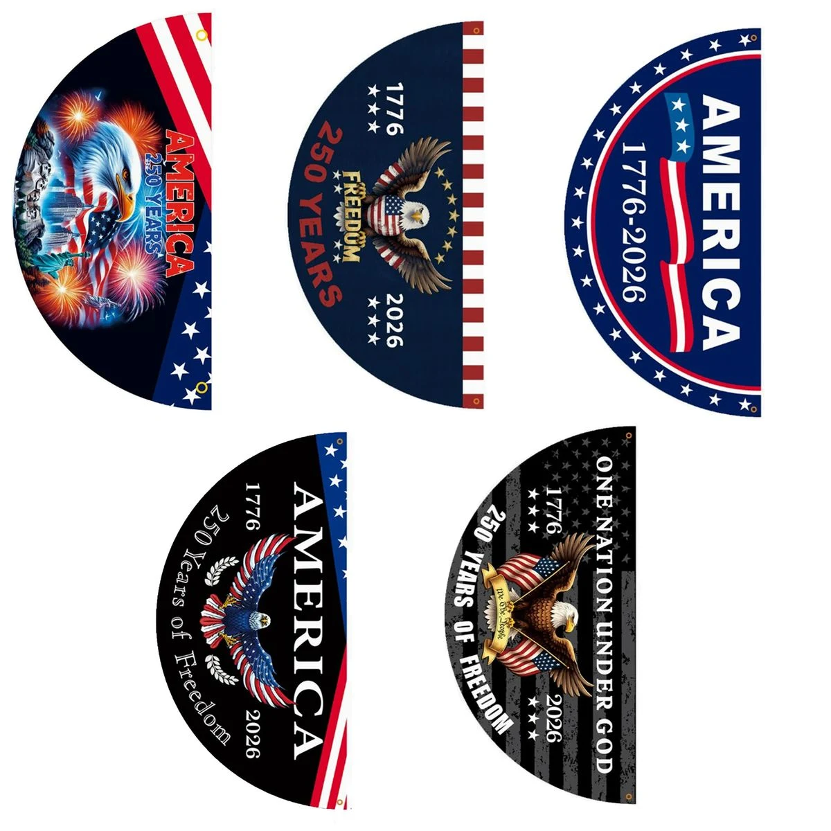 America 250 Years Half Moon Fan Flag 1