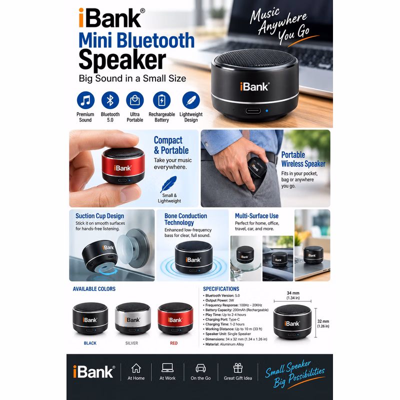 iBank ® Mini Portable Bluetooth Speaker