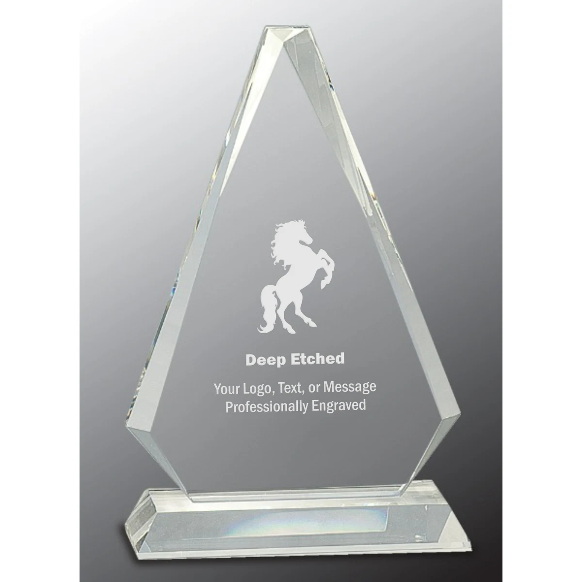 9 1/4" Clear Crystal Triangle Award on Clear Pedestal Base 1