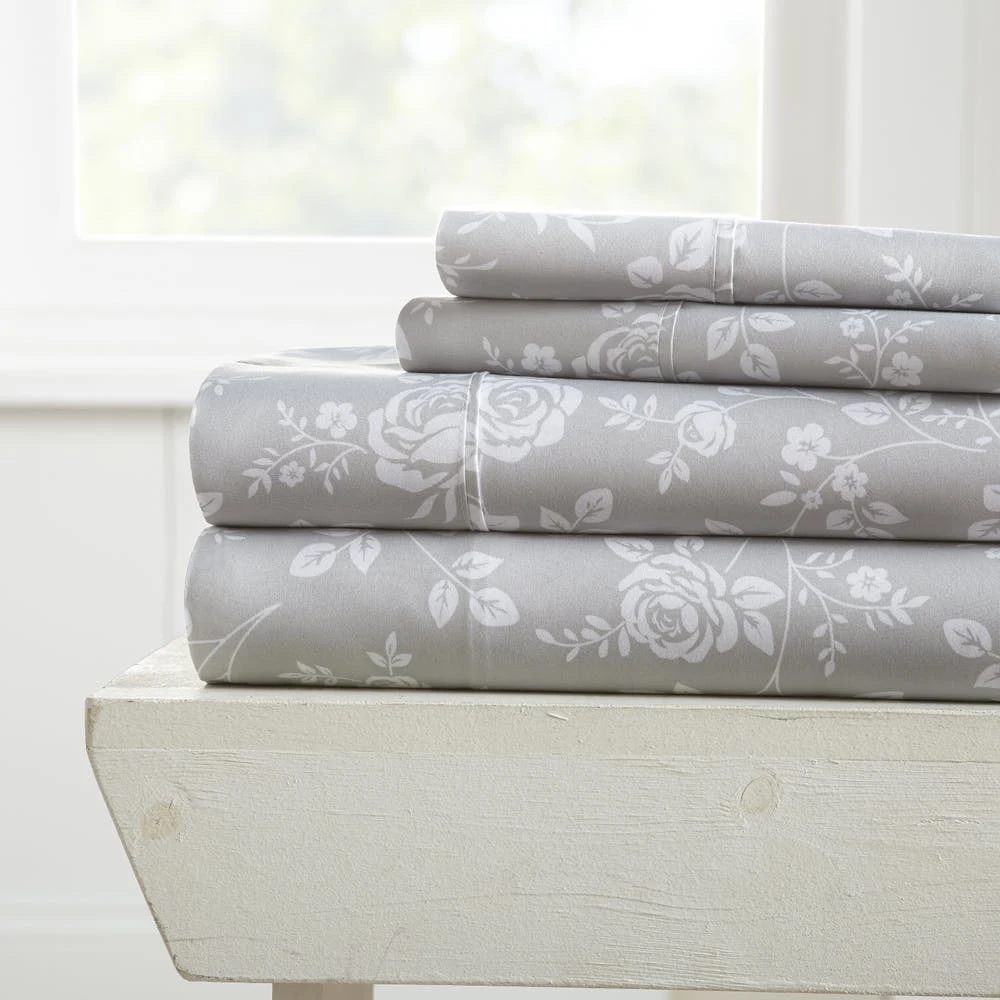 Bed Sheet Sets - Gray Rose Full 4 Set 1