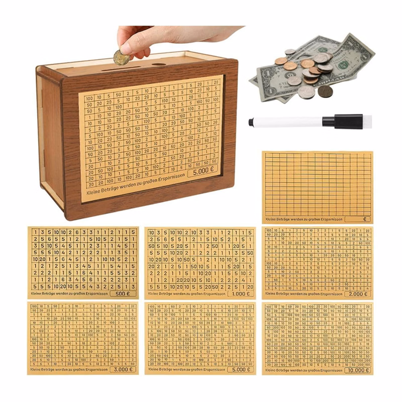 Wooden Piggy Bank with Counter