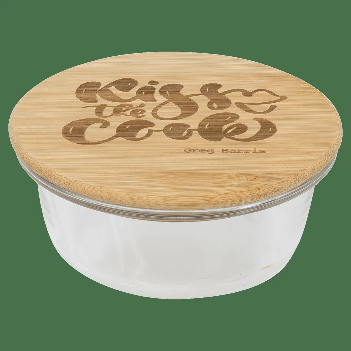 13 oz. Round Glass Container with Bamboo Lid 1