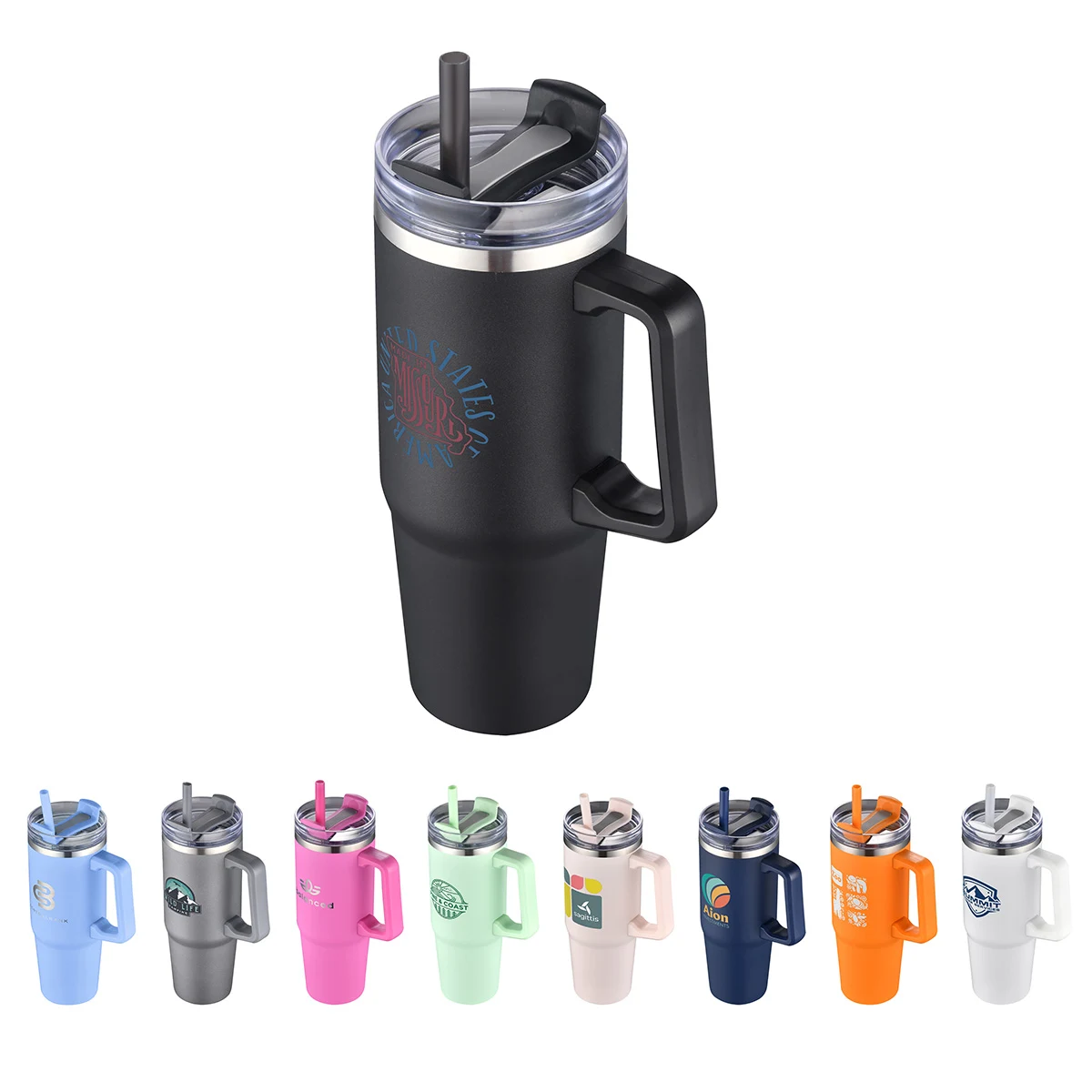 Milo 30 oz Vacuum Insulated Stainless Steel Mug with Straw 1