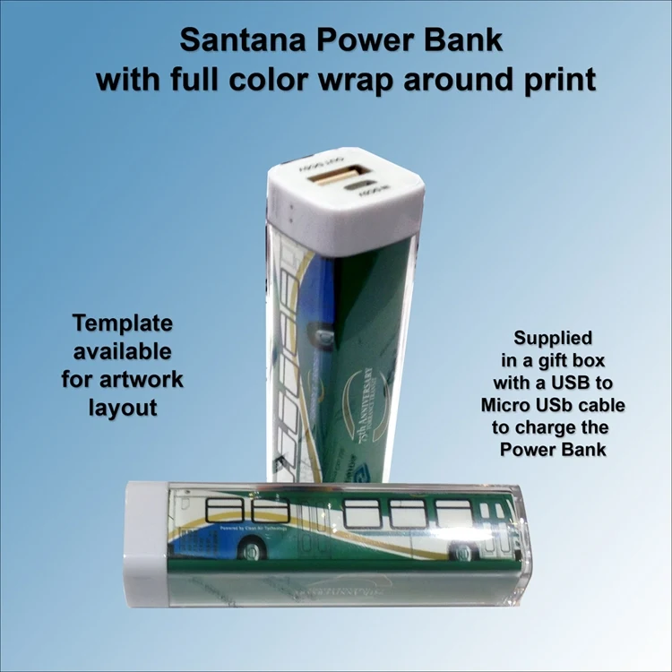 Santana Power Bank with Full Color Insert Wrap - 1800mAh 1