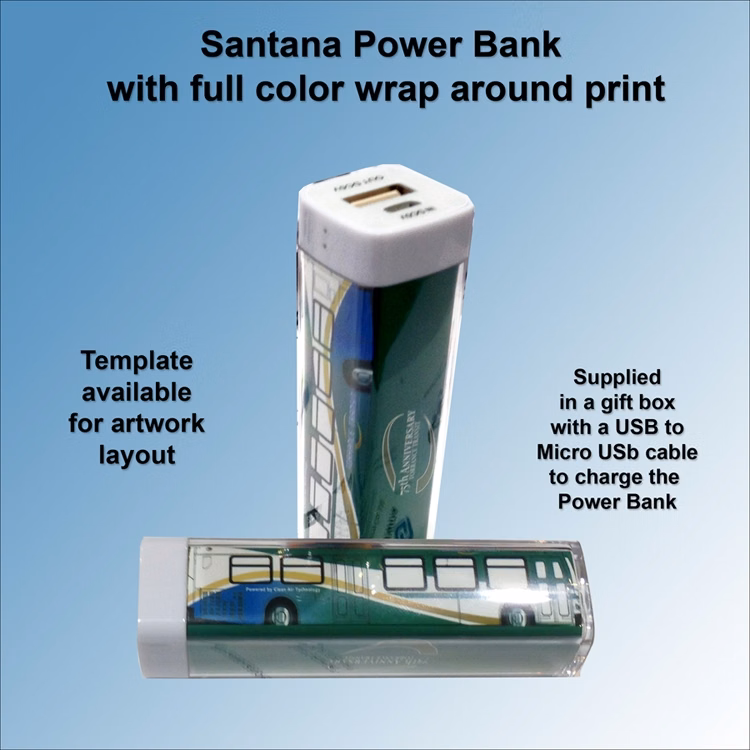 Santana Power Bank with Full Color Insert Wrap - 1800mAh