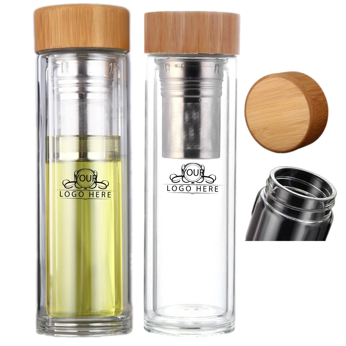 13.5 oz Double Wall Glass Bottle with Tea Infuser 1