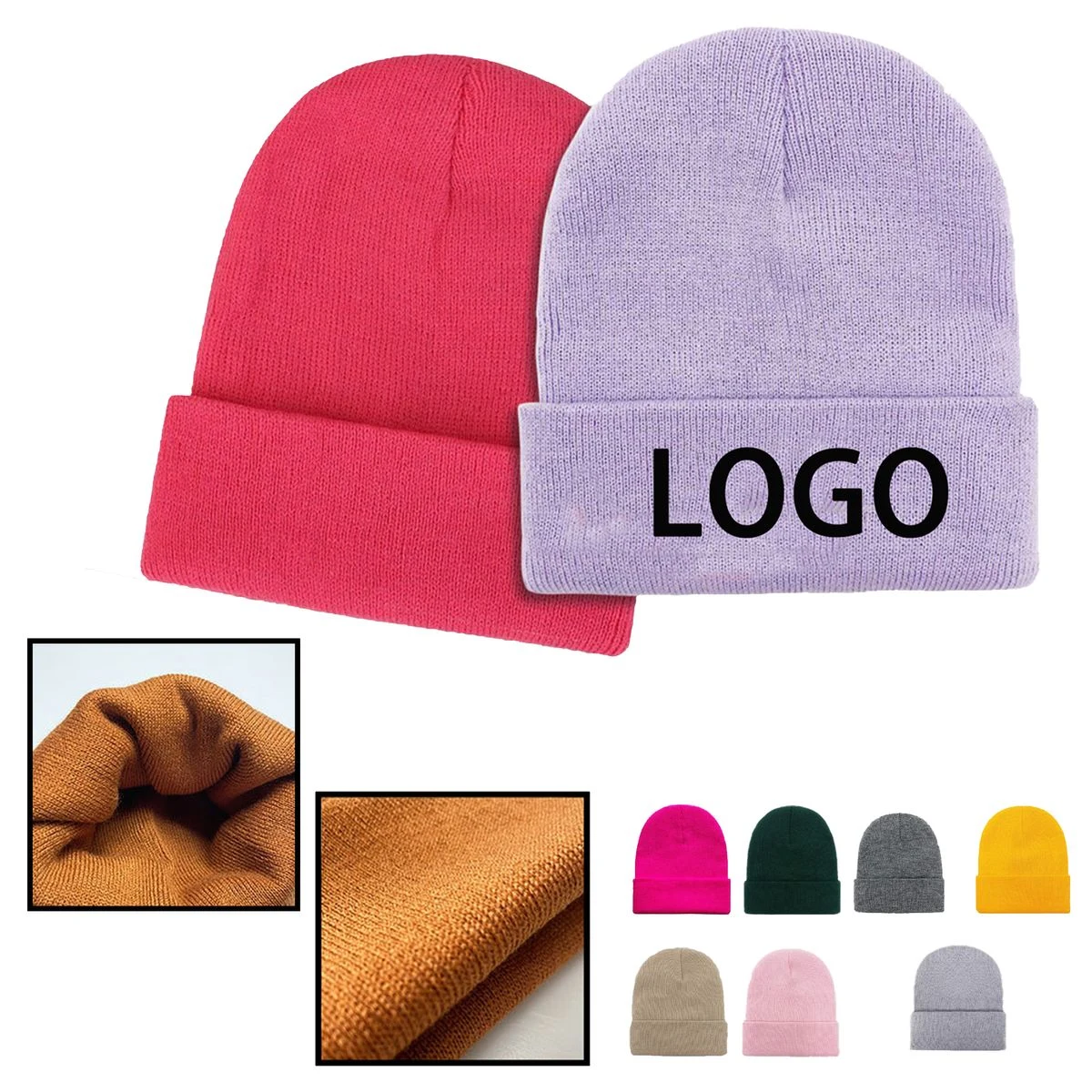 Embroidered Thick Knit Hat 1
