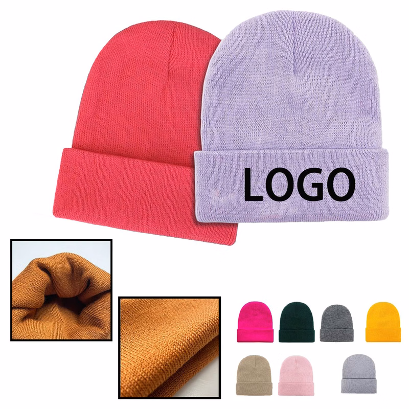 Embroidered Thick Knit Hat