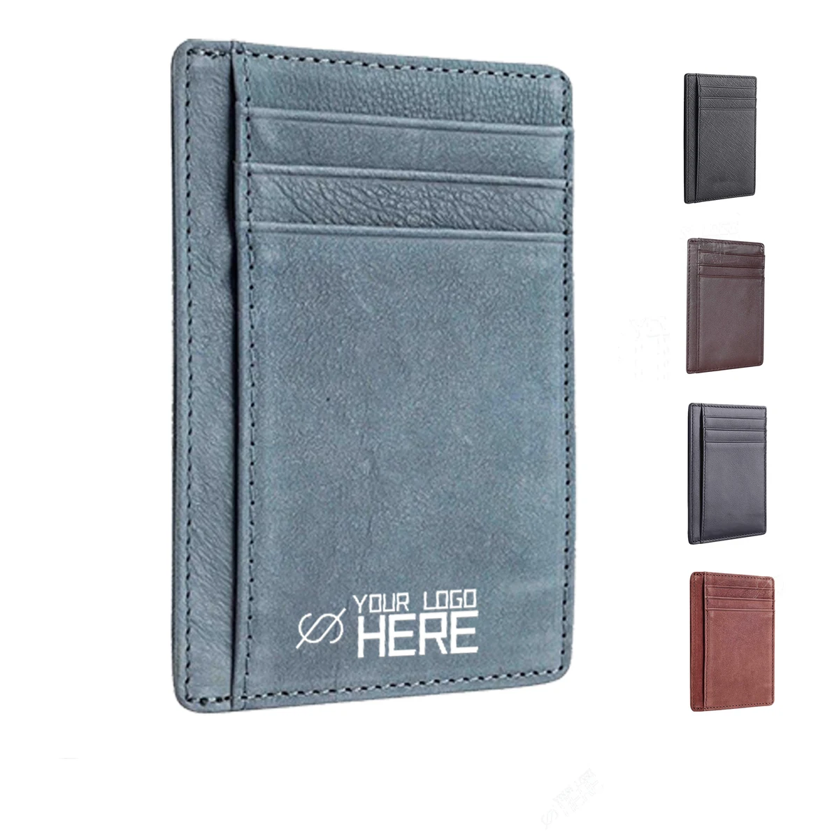 Minimalist Leather RFID Blocking Wallet Mens Card Clip 1