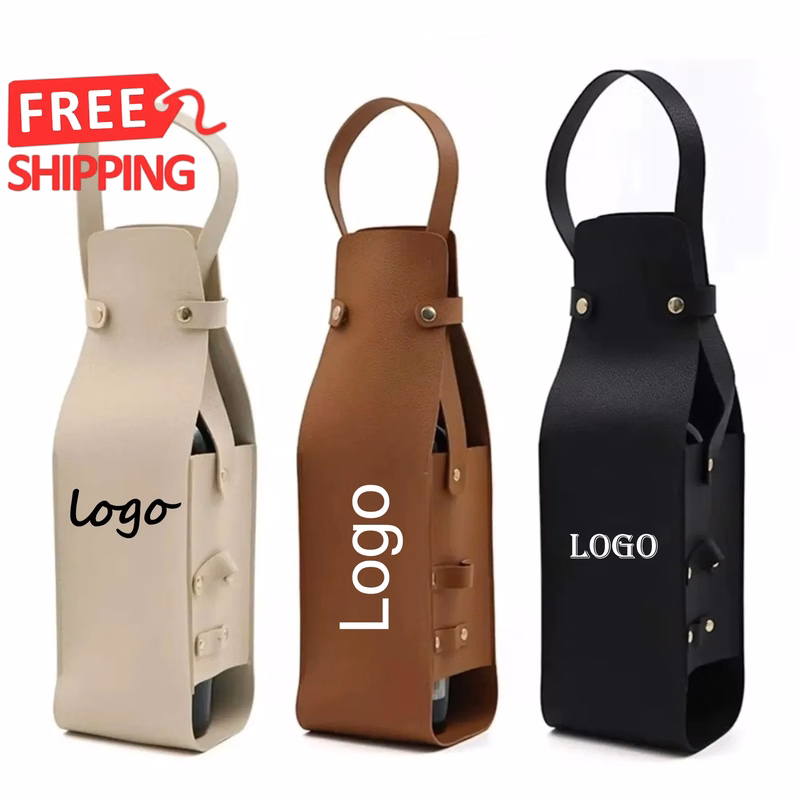 PU Leather Wine Bottle Carrier Bag