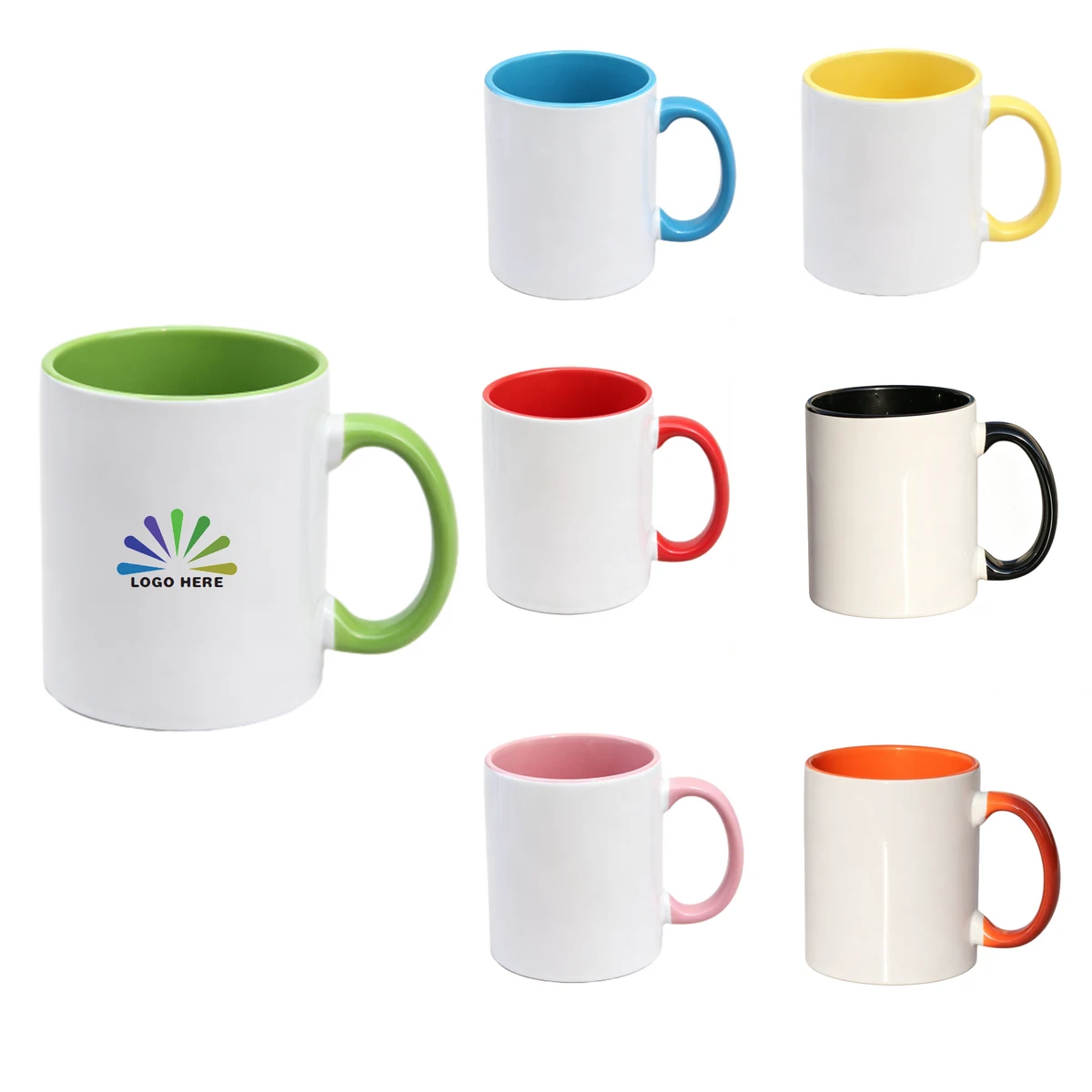 11oz Two-Tone Ceramic Mug Colored Handle 1