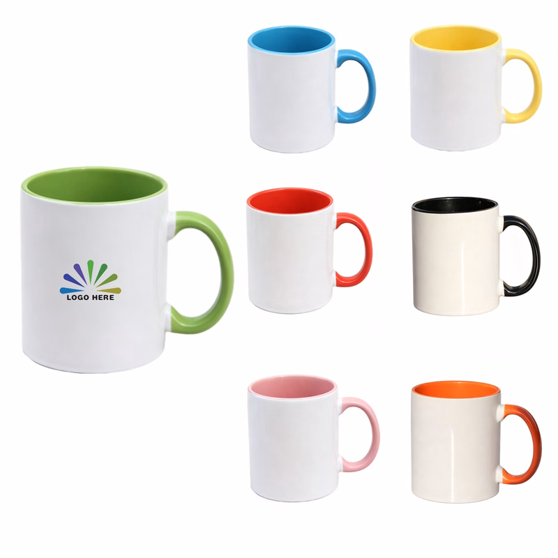 11oz Two-Tone Ceramic Mug Colored Handle
