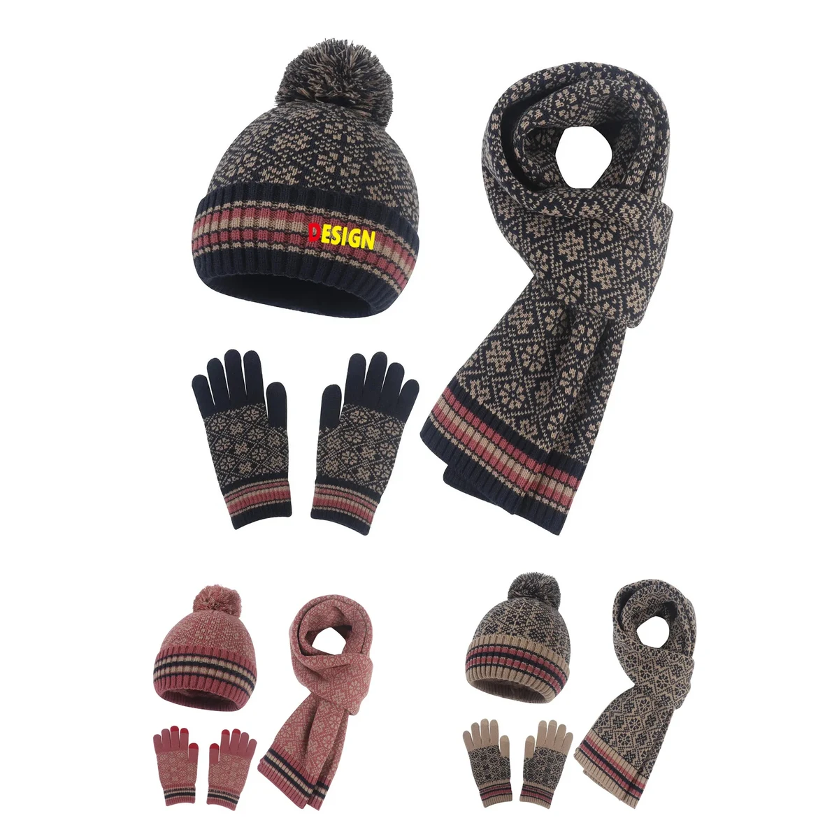 Winter Warmth Fleece Set Beanie, Gloves, and Scarf Hats 1