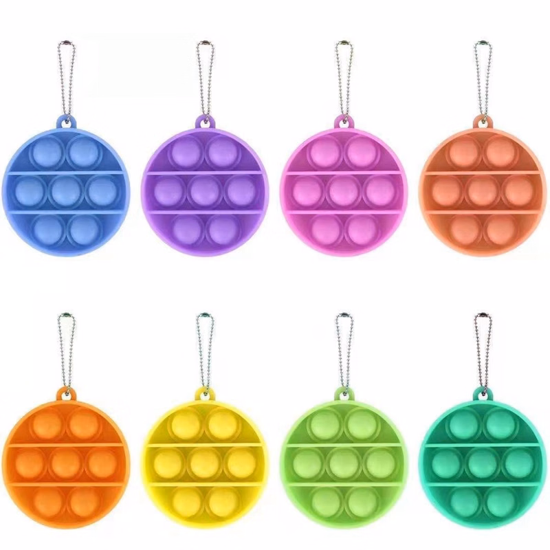 Round Push Popping Bubble Keychain