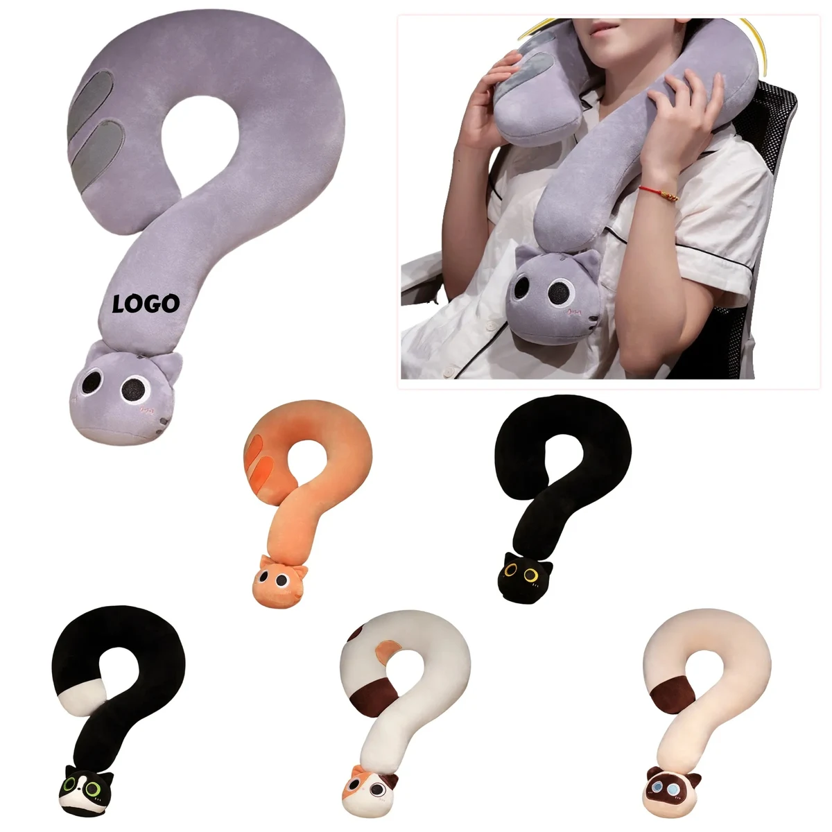 Question Mark Cat Neck Pillow 1