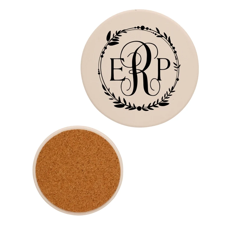 4" Round Absorbent Stone Coaster 1