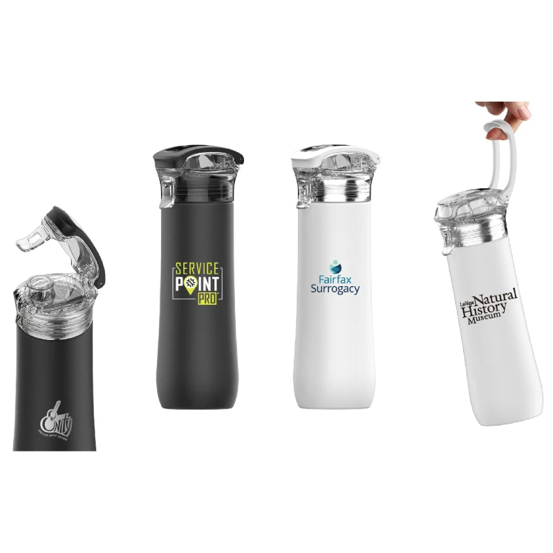 Double Wall Snap Lid Stainless Steel Water Bottle, 23 oz., custom water bottle with logo imprint 1