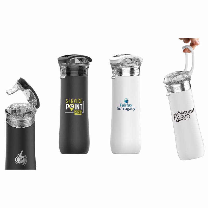 Double Wall Snap Lid Stainless Steel Water Bottle, 23 oz.