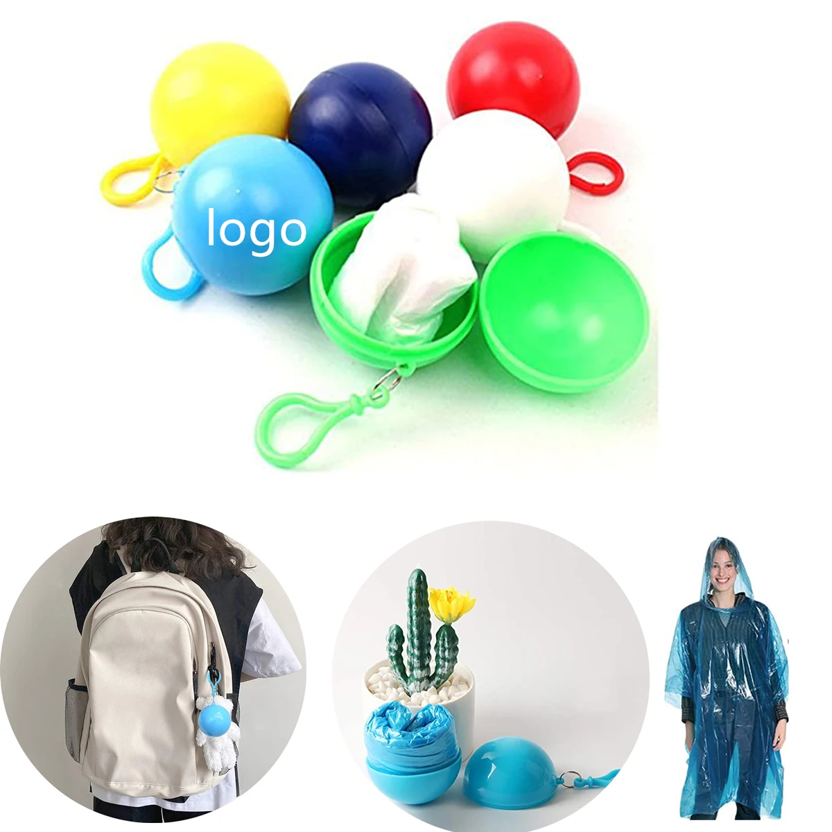 Disposable Raincoat Poncho in Keychain Ball 1