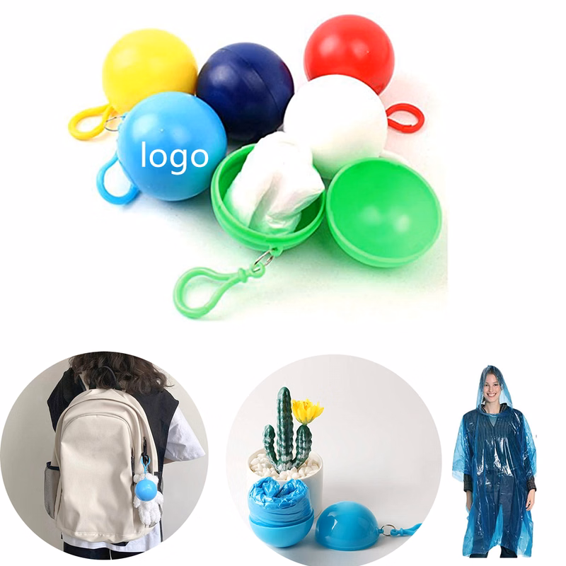 Disposable Raincoat Poncho in Keychain Ball